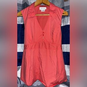 Pink Maternity Top With Back Tie, V-Neck And Buttons.